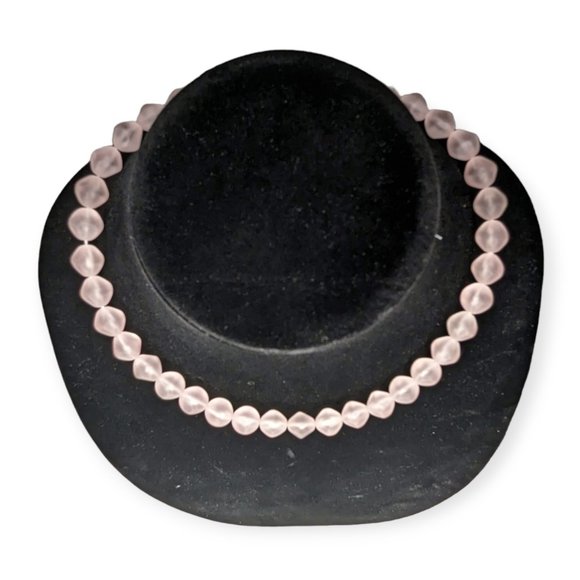 Light Pink Frosted Beaded Necklace - Picture 3 of 10